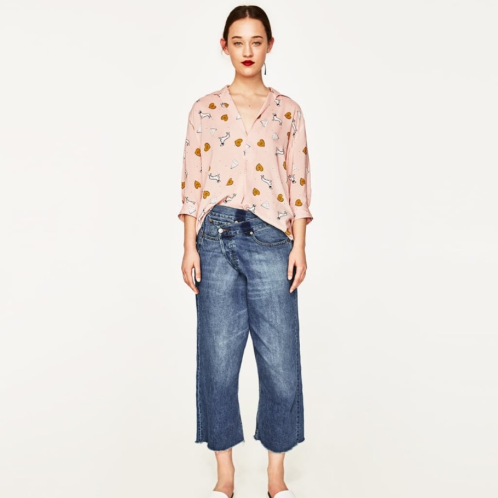 Zara Printed Blouse with Collar Size XS